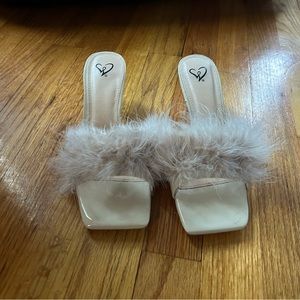 Windsor Diva Cutie Marabou Kitten Heel Mules